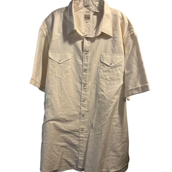 Ely Cattleman Vintage Men’s 20 White Cotton Blend Pearl Snap Western Shirt - Picture 1 of 12